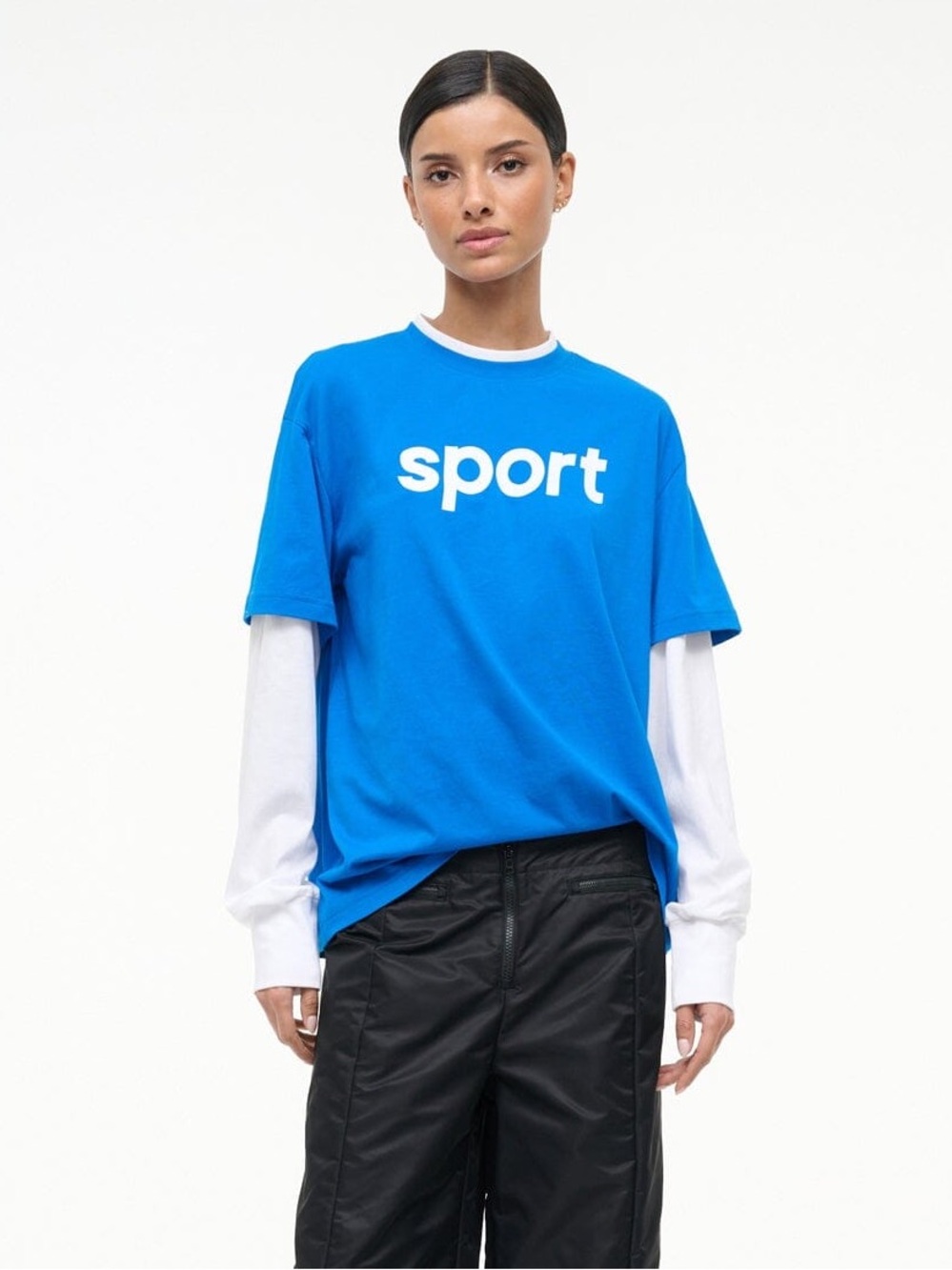 Blue "sport" layered Graphic Tee